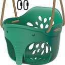 Dolibest Heavy Duty High Back Full Bucket Toddler Swing Seat with Locking Carabiners and Adjustable Rope, Cute Elephant Shape Design, 600LB Weight Limit (Bucket Swing, Green)