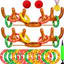 Hapdoop 2-4 Players Inflatable Reindeer Antler Ring Toss Game for Christmas Party - Game Rules Included (2 Antlers 10 Rings)