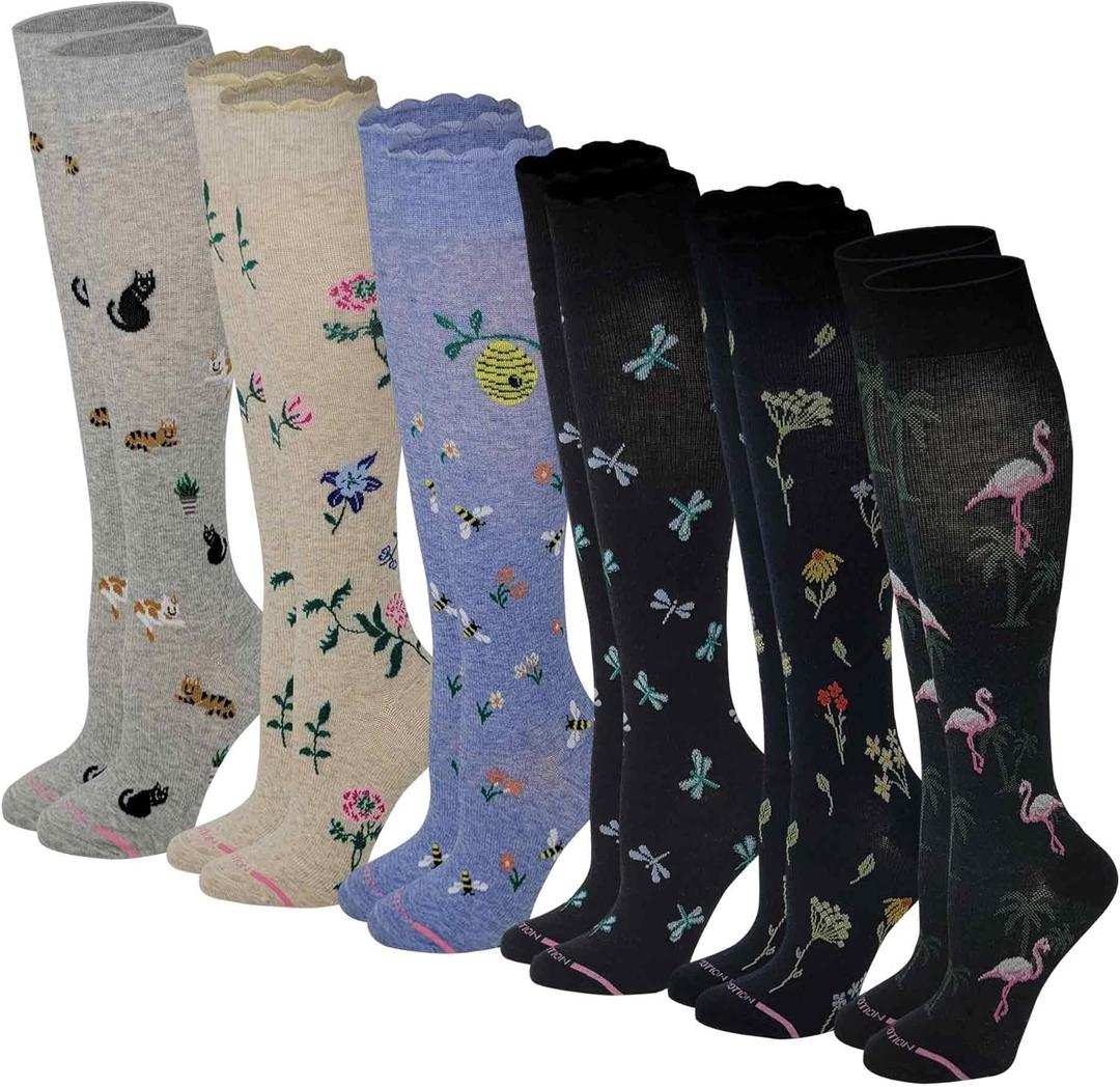 Women's Compression Socks Therapeutic Graduated (Pack of 6 Pairs) (Assorted #F)