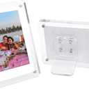 LIANHELILAI 5x7 Picture Frame Clear Acrylic Magnetic Tabletop Photo Frame Frameless with Removable Magnetic Stand for Home/Office Desk/Table Picture/Note Display, 2 Pack (Clear, 5 * 7 in)