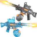 2 Pack Electric Water Guns for Adults & Kids, Automatic Squirt Guns with 32Ft Long Range, 300 Water Shots, LED Light, Summer Outdoor Swimming Pool Water Toys, Gray and Blue