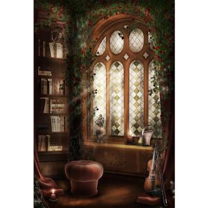 Baocicco Magic Library Interior Blackboard Backdrop 5x7ft Photography Background Reading Room Bookshelf Arched Window Magician Indoor Light Luxury Home Fortune Teller College