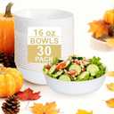 I00000 60 Pack White Plastic Bowls with Gold Rim,16 oz Disposable Soup Bowls,Premium Heavy Plastic Serving Bowls Ideal for Thanksgiving Party
