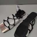 PiePieBuy Womens Lace up Square Toes Flat Sandals with Ankle Strap Summer Criss-Cross Gladiator Shoes (7.5, 1-Snake Print Sole)