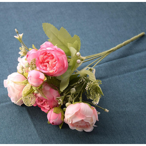 Artificial Roses Wedding Bouquet 5 Bouquets of Flowers for Home décor, Pack Of 2