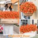 Waipfaru Fall Flowers Artificial for Decoration, 12 Bundles Fake Fall Flowers, UV Resistant Artificial Petunias Plants for Outdoors, Home Decor Planter Porch Decoration, Pot Not Include, Green Orange (Brown)