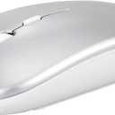 Wireless Bluetooth Mouse for Apple iPad iPhone MacBook Android Samsung Tablet Phone Dual-Mode Rechargeable 2.4G Portable Computer Mice for Windows Laptop Notebook PC Mac Desktop USB Receiver (Silver)