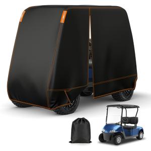 Falafa Golf Cart Cover 2 Passenger, Heavy Duty 420D Waterproof All Weather Protection, Universal Fit for EZGO Club Car Yamaha with Storage Bag & Reflective Strips