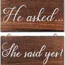 Blulu 2 Pieces She Said Yes Sign Wedding Engagement Decor Photo Props Sign for Party Wall Decor Wood Hanging Handmade Couple Keepsake for Engagement Wedding
