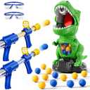 NIPLOOOW Dinosaur Shooting Toys for Kids 3-5 Years, Movable Target Shooting Games with 2 Air Pump Launcher, Interactive Competition Game Gift for Boys and Girls Ages 3 4 5 6 7 8 Years Old