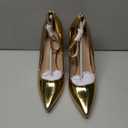 Elisabet Tang Women's Pumps Closed Pointed Toe Heels with Ankle Strap Slip on Stiletto High Heels 5 Inch for Wedding Party Sexy Dress Shoes Gold Patent 9