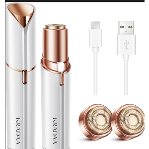 Kradaa Facial Hair Removal for Women: Electric Face Razor with LED Light - Painless & Instant Results Mini Shaver for Travel Use (Peal White) 