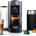 Nespresso Vertuo Plus Coffee and Espresso Maker by De'Longhi, Grey with Aeroccino Milk Frother (Gray)