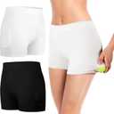 2 Pieces Tennis Under Shorts with Ball Pockets Yoga Workout Women's Shorts Black White for Women Tummy Under