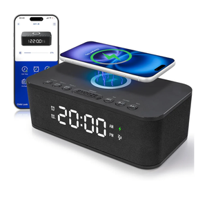 Dual Alarm Clock Radio Bedroom, Digital Alarm Clocks Bedrooms Bluetooth, Up to 10 Bedroom Alarms Clock White Noise 23 Soothing Sounds App/Button Control Snooze 12/24H FM Speaker Charging, Black