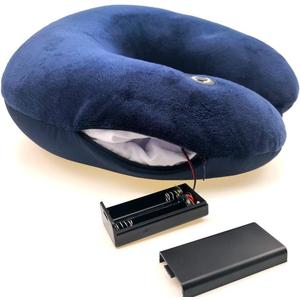 Hooshing Vibrating Neck Pillow Massage Therapy for Traveling Home Rest Portable Neck Pillows for Pain Relief Best Gift for Parents, Deep Blue
