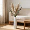 White Ceramic Floor Vase 17.7 Inches Tall Flower Holder Decorative Large Vases for Table Centerpieces Shelf Home Decor Living Room Branches Sky-Dried Flower Arrangement Simple Decorative