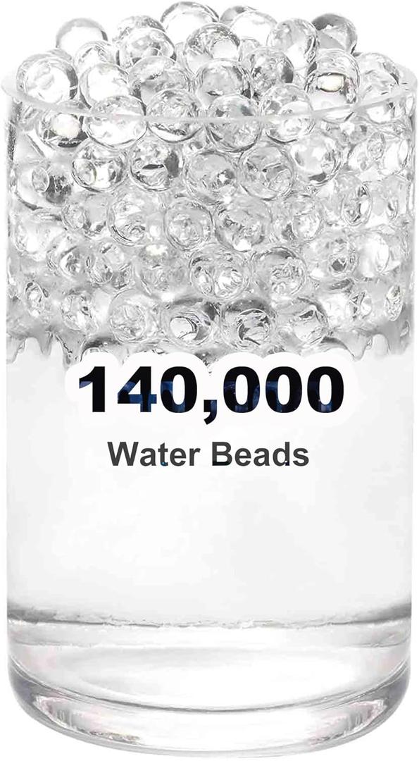 FALAMON 140,000 Clear Water Gel Beads, Water Gel Beads for Vase Filler, Christmas Decoration, Wedding Centerpiece, Floating Candles, Planting, Floral Decorations