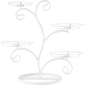 GuangYang Tree Style Tiered Plate Stand, 4 Tier Serving Tray for Party,White Frame