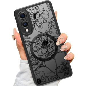 SEXYMOM Magnetic for Samsung Galaxy S25 Edge Case - Wireless Charging Compatible,Cute Floral Design for Women and Girls,Slim Fit Translucent Matte Phone Case - Blooming Flower