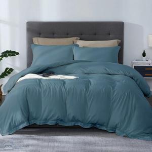 SLEEP-NEST Oversized King 120x120 Duvet Cover Set 3 Piece for Long Staple 100% Egyptian Cotton with Zipper Closure 600 TC Soft Breathable Cover for Comforter, Extra Large, Medium Blue