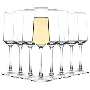 CZUMJJ Champagne Glasses Set of 8, Elegant Champagne Flutes, Modern Sparkling Glasses for Home Bar, Wedding, Anniversary, 8 oz, Clear