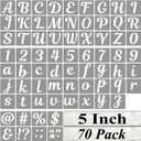 5 Inch Letter Stencils for Painting - 70 Pack Alphabet Letter and Number Stencil Templates with Signs for Painting, Reusable Cursive Alphabet Stencils for Chalkboard Wood Crafts & Wall Decor