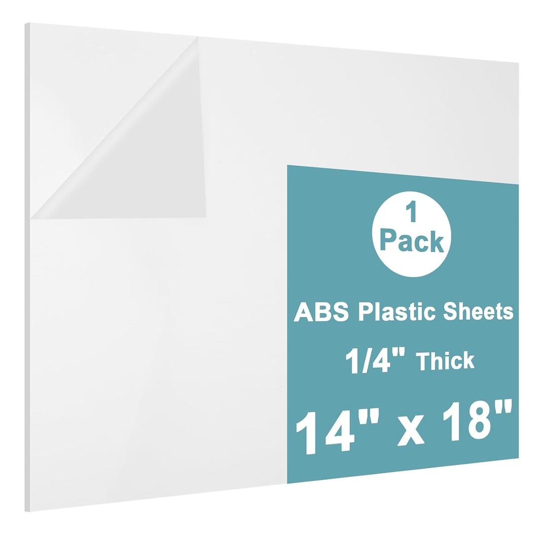 White ABS Plastic Sheet 16" x 20" x 1/4" Thick White Rigid Thermoplastic Sheet (Upgrade Surface) 6MM Flexible High Tensile Large ABS Moldable Plastic Panel for Crafts, DIY, Signs