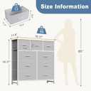 DUMOS 9 Drawer Dresser for Bedroom, Fabric Storage Organizer with Sturdy Metal Frame, Wooden Top Chest of Drawers for Closet Entryway Guest Room,Light Grey, 39.4"D x 11.8"W x 39.5"H