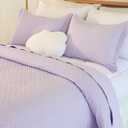 Cmfshape 3 Piece Bedspread Queen Size,Classic Geometric Stitched Quilt Set,Soft Lightweight Microfiber Bed Cover Set,Reversible Coverlet with 2 Shams(Queen92 x96,Lavender)