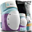 SKATEWIZ Knee and Elbow Pads Set for Adults - Roller Skating Protective Gear With Wrist Pads - Shield - Size M Lavender Blue - for Women & Men