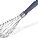 18/8 Stainless Steel Balloon Whisk, Doosu Kitchen Whisk for Cooking Handheld Egg Beater with Rust-Proof Sturdy Wires & Non-Slip Silicone Handle for Beating, Stirring, Blending (8 Wires, Navy Blue) (M)