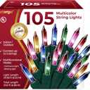 Warm Multi Color Christmas Lights - 20 ft String of 105 Incandescent Mini Bulbs Multifunctional Lighting Modes, for Decorative, Bedroom, Outdoor, Xmas Twinkle Tree Lights with Green Wire Total 21.6 ft