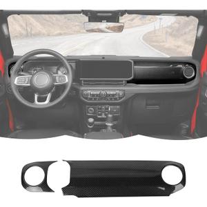 RT-TCZ Carbon Fiber Center Console Trim Cover Dashboard Control Panel Cover Decorative Interior Accessories Compatible with Jeep Wrangler JL JLU & Gladiator JT 2024+