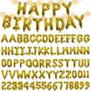 [85 PCS] 16" Foil Personalized Name Happy Birthday Balloons Letters, Mylar Aluminum Custom Name and Age Letter Balloons, 2 Sets A- Z & 0-9 for Birthday Party Graduation, Mother's Day Event (Gold)