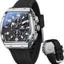 OLEVS Mens Watches Stylish Chronograph Waterproof Luminous Silicon Strap Multifunction Watches for Men Business White Men Wrist Watch