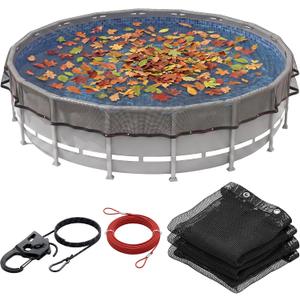 24' Round Heavy Duty Pool Leaf Net Cover, Durable Reinforced Mesh Pool Cover for Leaves & Debris, Tear-Resistant Above Ground Pool Net with Secure Fit, Easy Install Leaf Protection