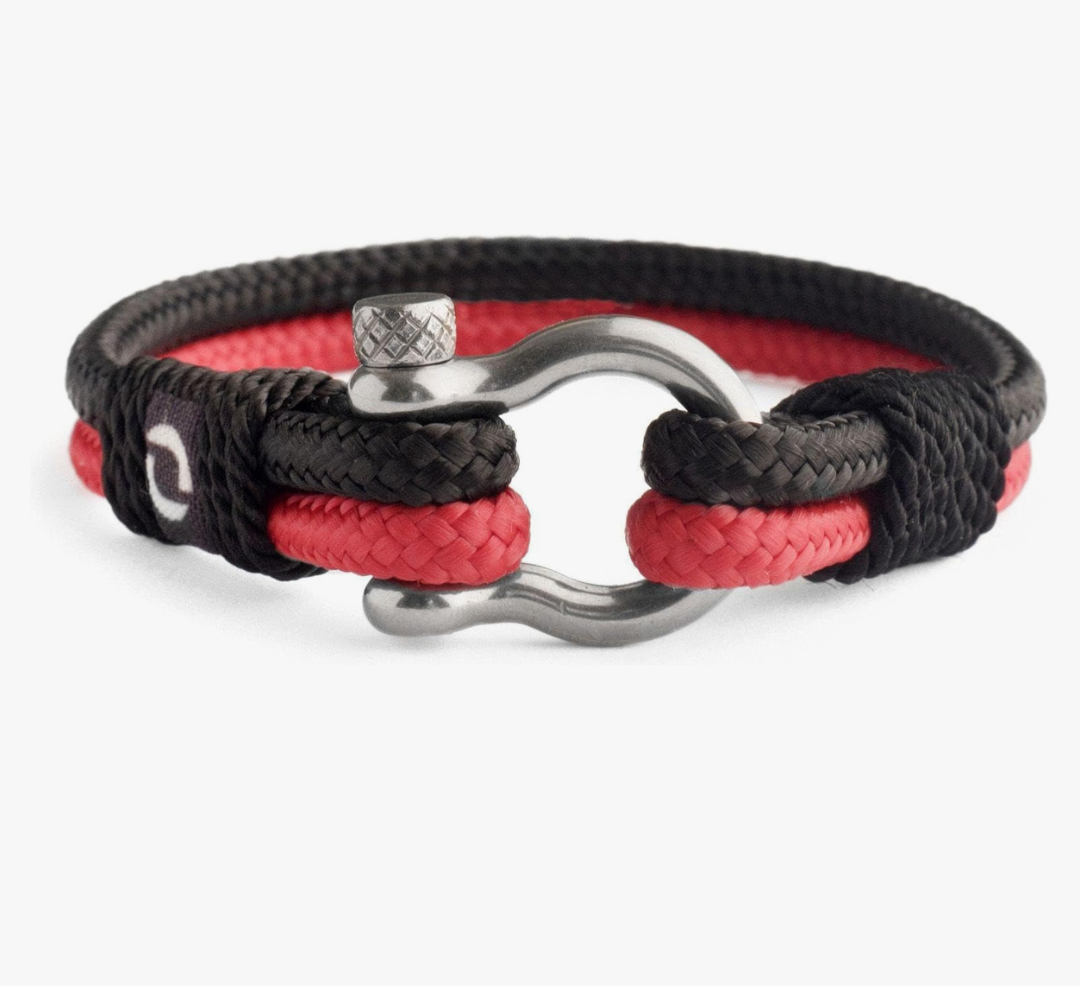 Mens Rope Bracelet - Stainless Steel Silver Shackle, Extremely Durable and Scratch Resistant Waterproof Paracord, Handmade, Nautical Wristband for Men, 8