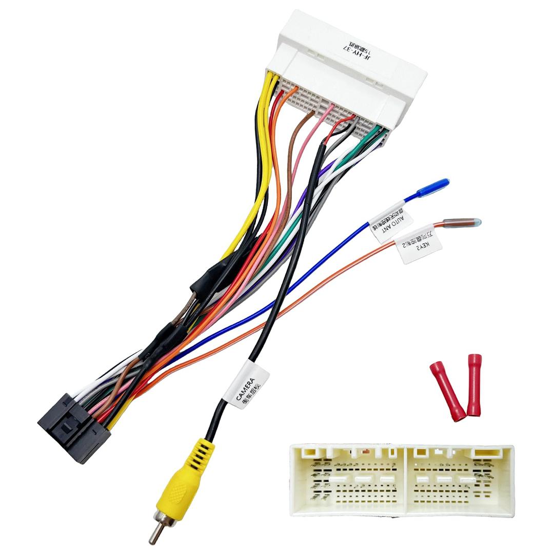 16Pin ISO Aftermarket Radio Harness Adapter for Hyundai 2015-2020 KIA 2016-2020, 16Pin Android Car Stereo Wiring Harness with SWC Reverse RCA Input Cable for Elantra Tucson Sonata K2 K3 K4