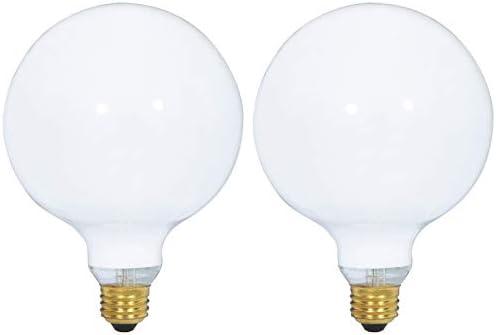 KOR (2 Pack) G40 Incandescent Light Bulb 2700K Soft Light, Decorative Globe Light Bulbs,E26 Medium Base, Perfect use for Decor, Pendant, Bathroom/Vanity Mirror Makeup, Dimmable. White-Finish (25)