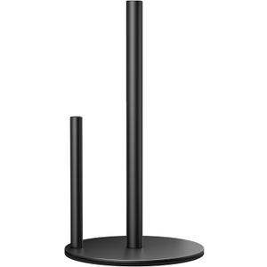 Black Paper Towel Holder Stand for Kitchen Countertop and Bathroom, Stainless Steel Kitchen Upright Paper Towel Holder for Large and Standard Rolls(Matte Black)
