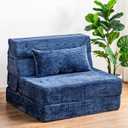Cvortll Folding Sofa Bed, Convertible Sleeper Chair with Pillow, High Density Memory Foam Fold Out Couch, Foldable Mattress Futon Sofa for Living Room/Dorm/Guest Use/Apartment/Home Office, Single
