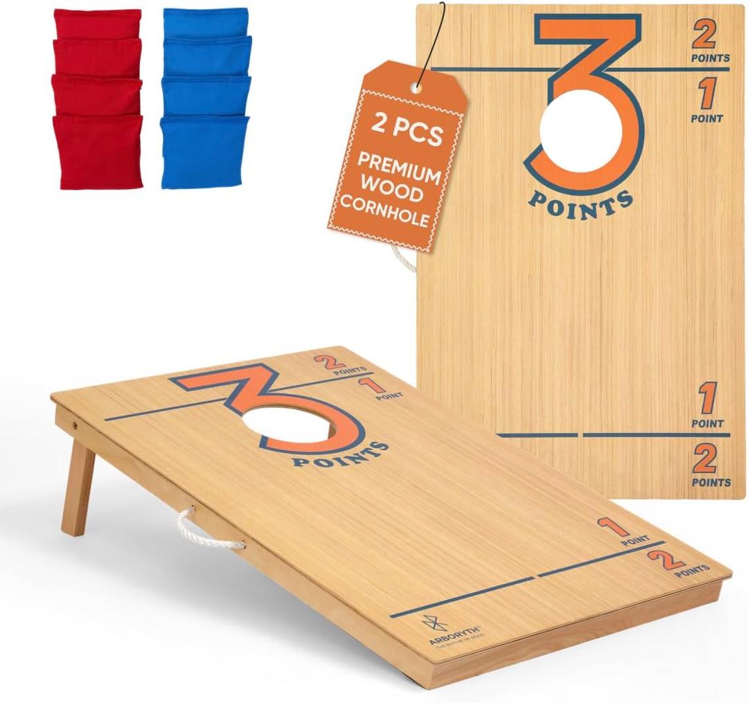 Regulation Cornhole Board Set - Premium Solid Wood,8 Cornhole Bags 2x3ft