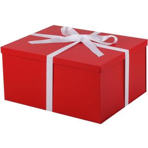 UoeRing 1Pcs Red Extra Large gift box with lids 16.5138 Inches gift boxes for presents,Birthday Box (include Ribbon, Paper Shred Filler Gift Card & Envelopes)