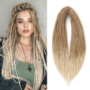 Leeven 30 Strands Double Ended Dreadlock Extensions 24 Inch Ombre Blonde 0.6 cm Width Thin DE Synthetic Dreads Hippie Wool Dreads Handmade Loc Extensions for Women Men