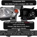 Replacement For Toyota 2014 2015 Tundra Headlight Assembly SR SR5 Limited Halogen without Bulb Left/Driver Side DOT TO2502218, 81150-0C081