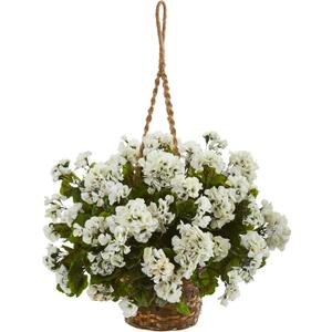 Nearly Natural Geranium Hanging Basket Artificial Plant UV Resistant (Indoor/Outdoor)