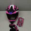 TCMT Youth Dirt Bike Helmet DOT Certified - Kids Full Face Motocross ATV Helmet with Goggles, Gloves and Helmet Bag for Off-Road, BMX, MX, Street Riding (Pink, XL)