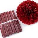 12" Burgundy Tissue Pom Poms DIY Hanging Paper Flower Balls for Bridal Shower Birthday Party Wedding Backdrop Dessert Table Decoration Supplies, Pack of 12
