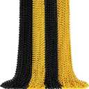 ZYFLSQ 100PCS Beaded Necklace, 33" 7mm New Year Eve Bead Necklaces Bulk, Metallic Mardi Gras Beads Necklaces, Happy New Year Parade Throws Costume Accessories, Party Favors Decorations (Black Gold)